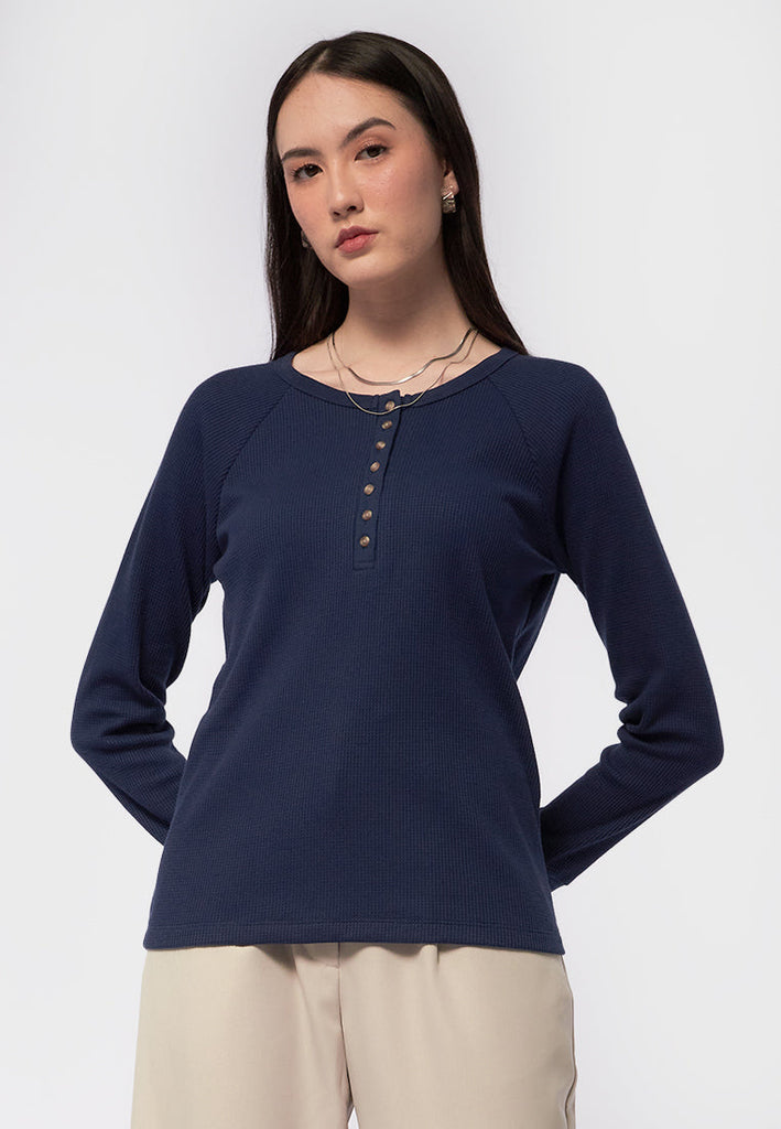 Long Sleeve Henley Knit Top