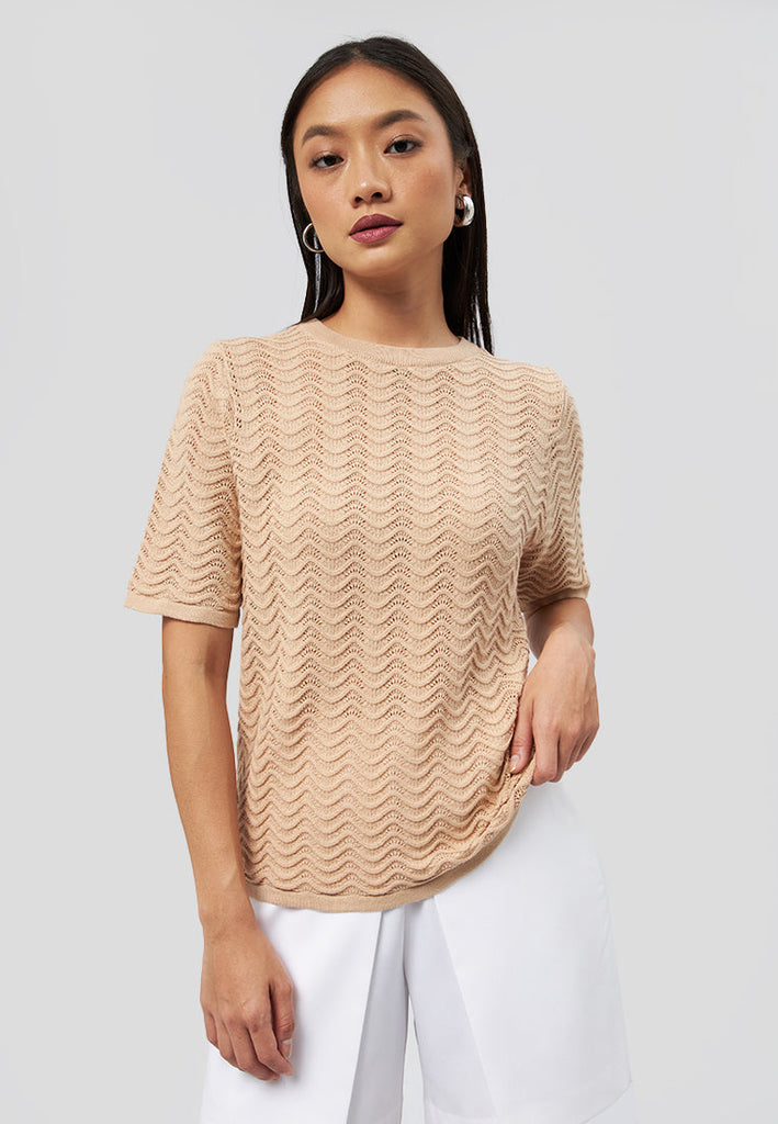 Wavy Textured Knit Top