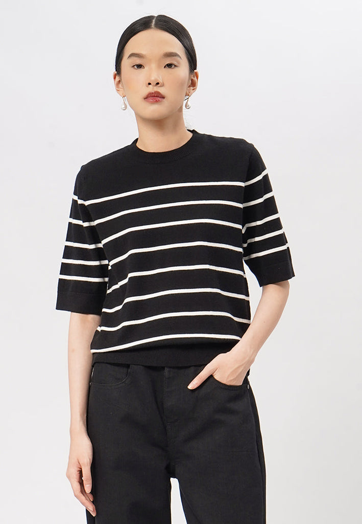 Stripes Short Sleeve Knit Top