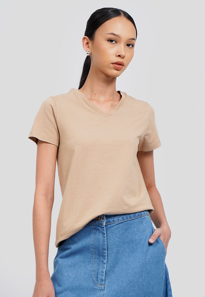 Basic V-Neck Cotton T-Shirt