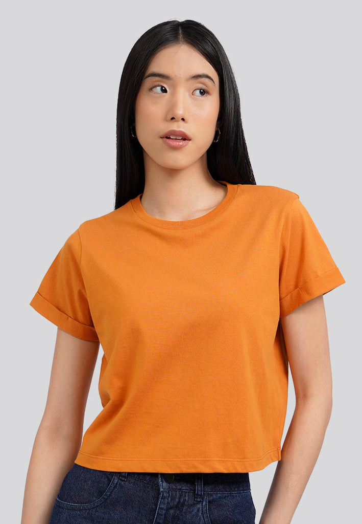 Basic Cropped Cotton T-Shirt