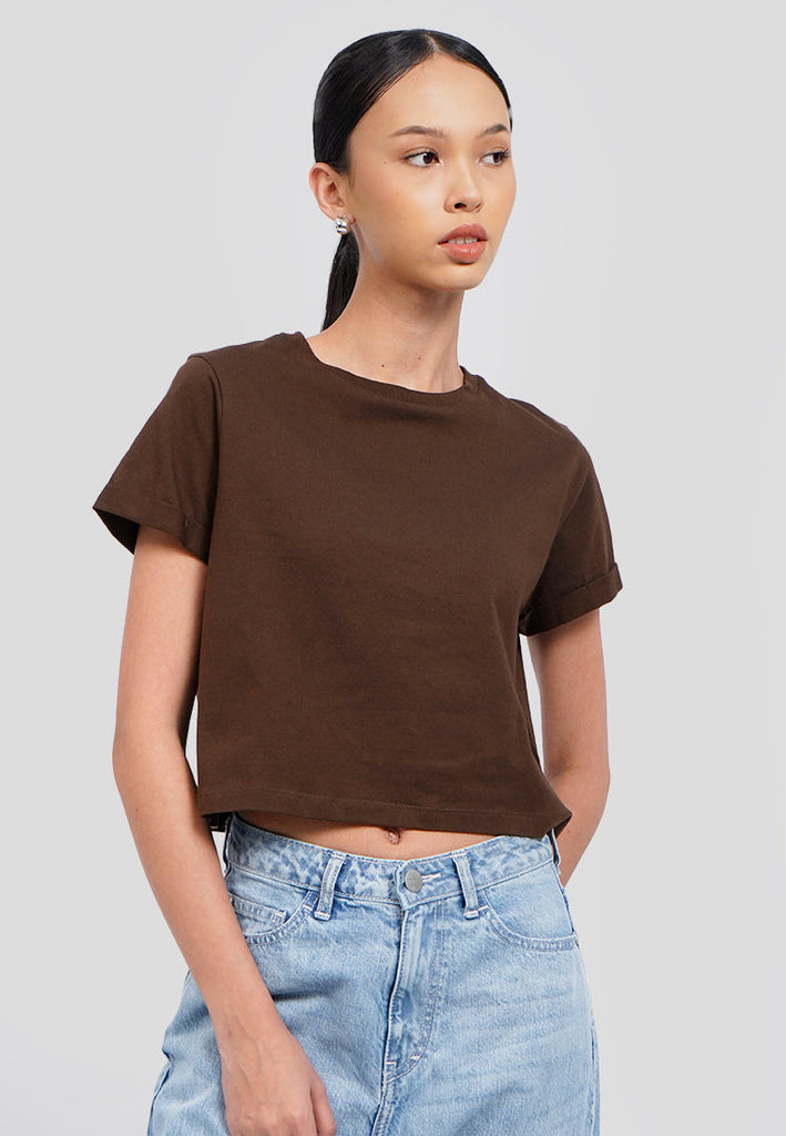 Basic Round Neck Crop T-Shirt