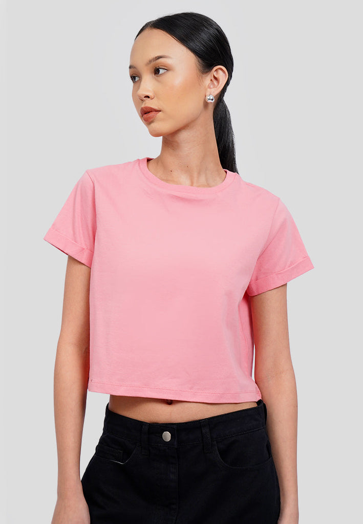 Basic Round Neck Crop T-Shirt
