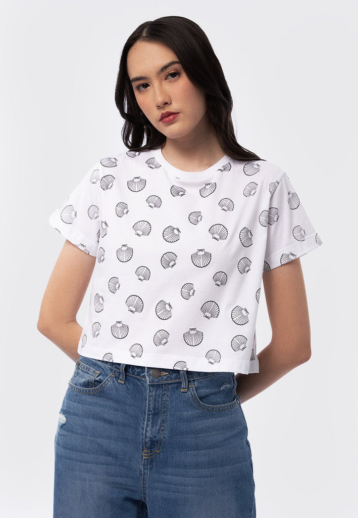 Full Printed Short Sleeve Crop Tee