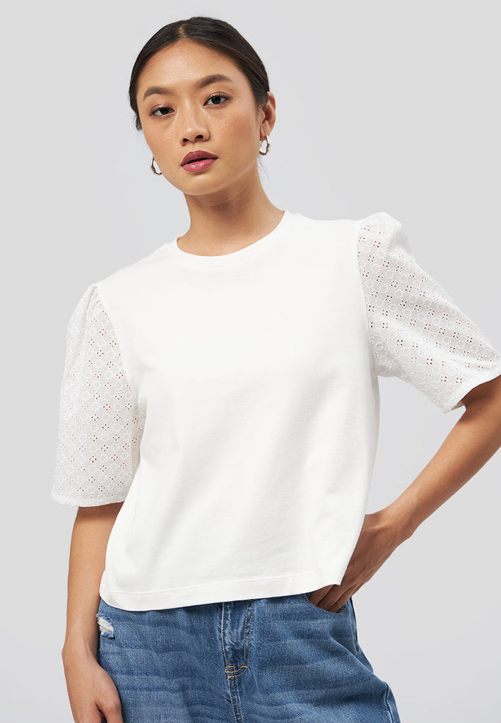 Short Sleeve Eyelet Top