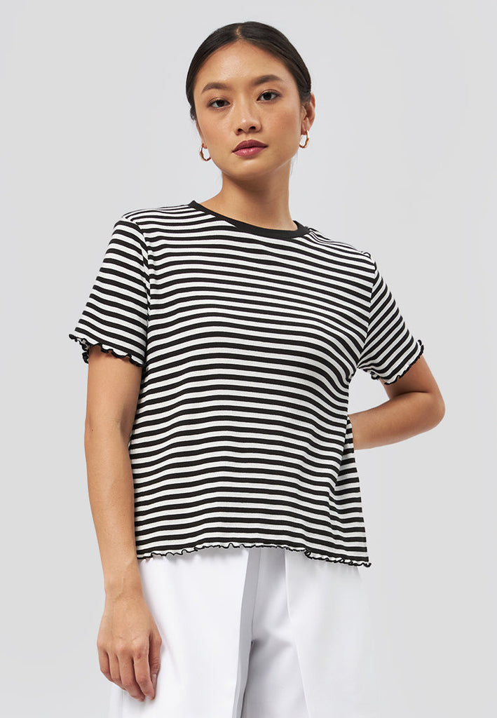 Short Sleeve Stripes Rib T-Shirt