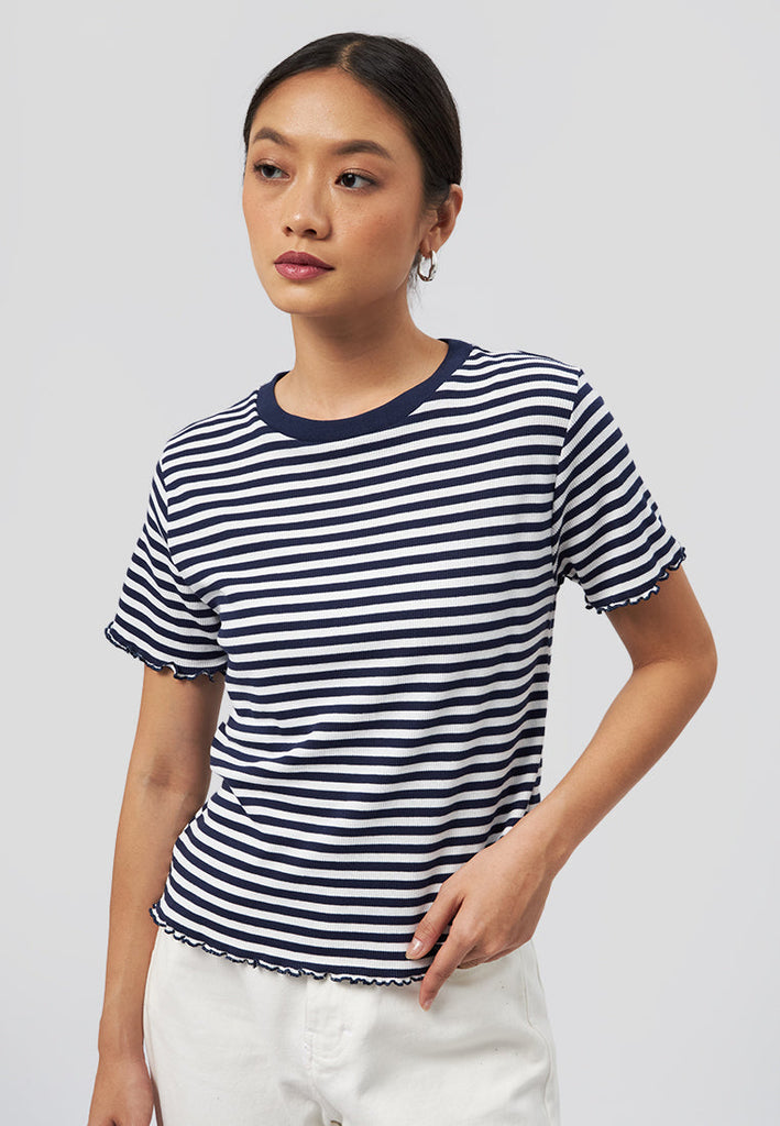 Short Sleeve Stripes Rib T-Shirt