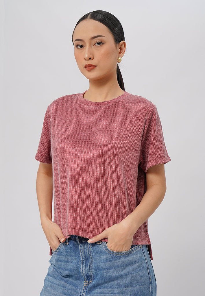 Round Neck Jacquard Knit Top