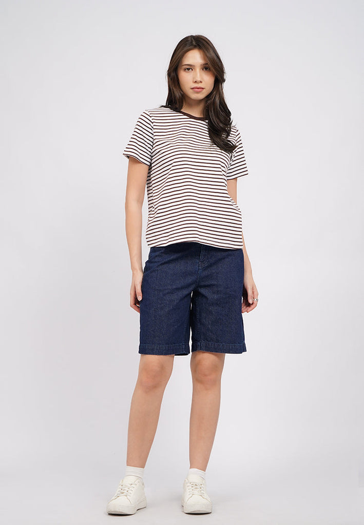 Contrast Collar Stripes T-Shirt