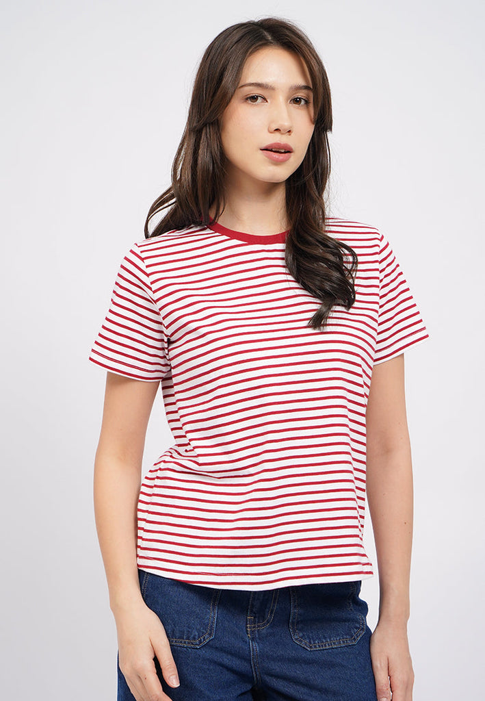 Contrast Collar Stripes T-Shirt