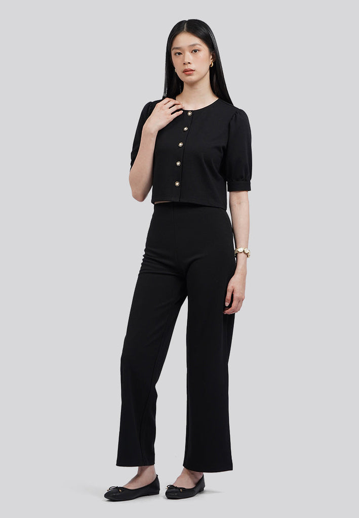 Round Neck Puff Sleeves Top