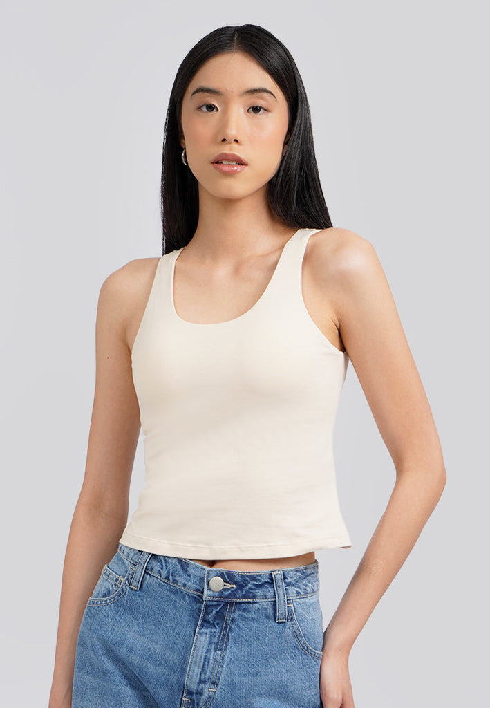 Fitted Round Neck Tank Top Bra