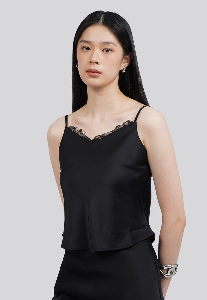 Lace Trim Silk Camisole