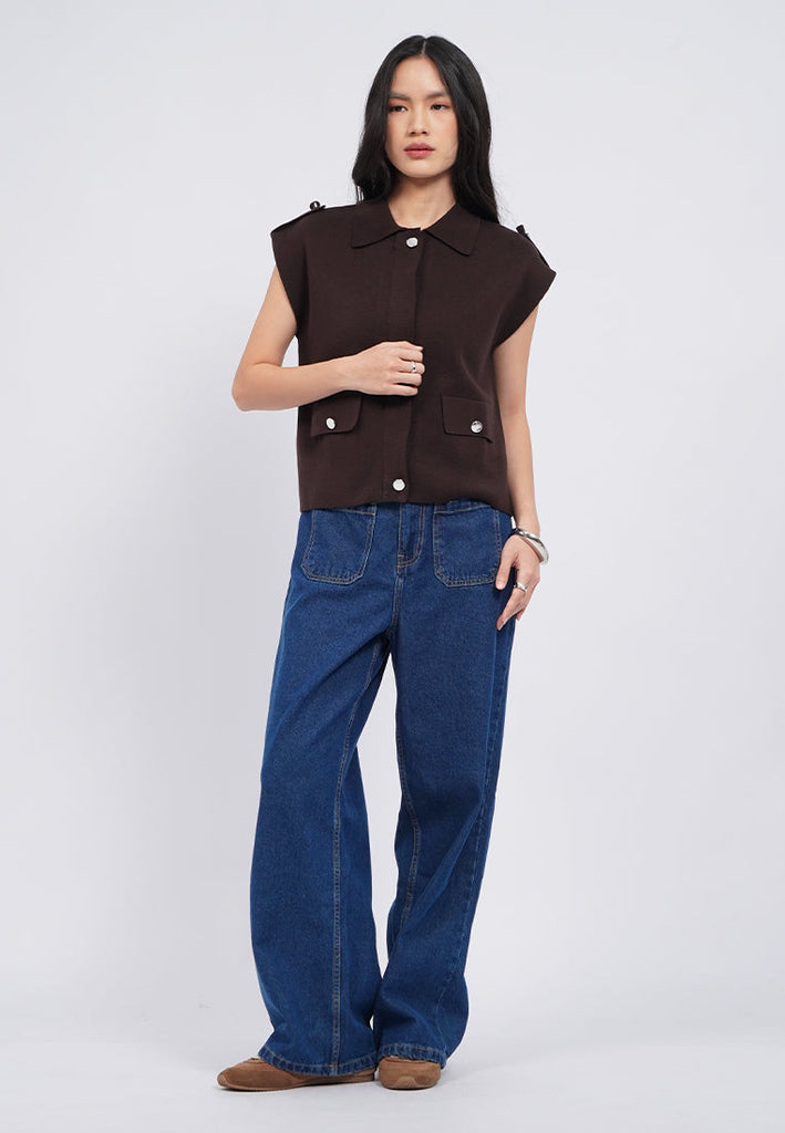 Knitted Vest with Collar