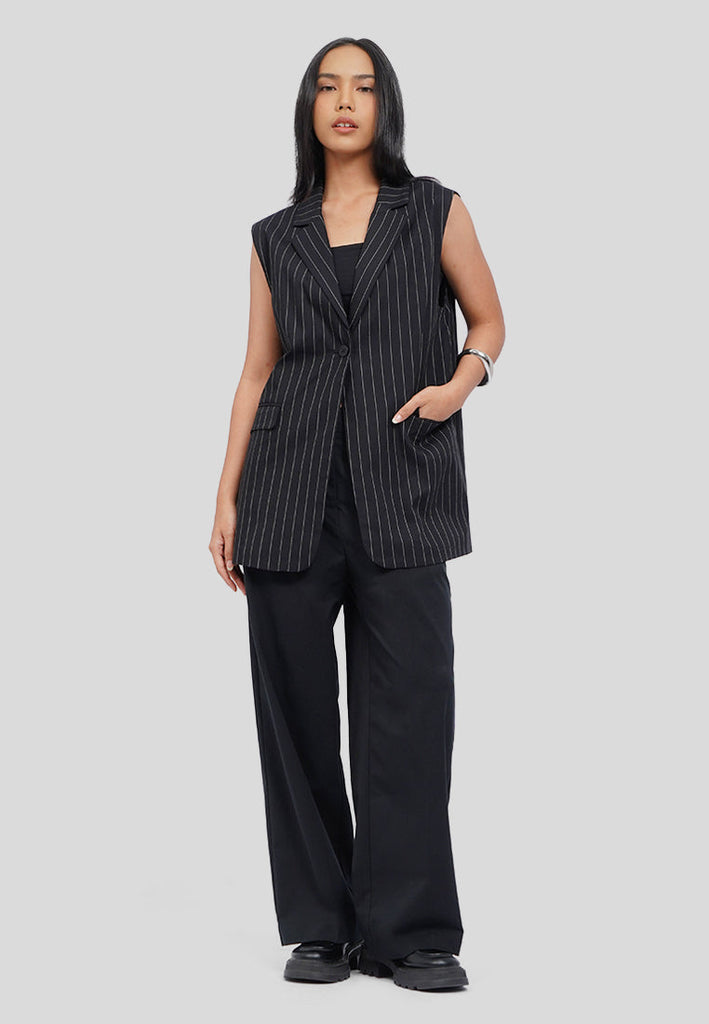 Oversized Long Vest with Lapel