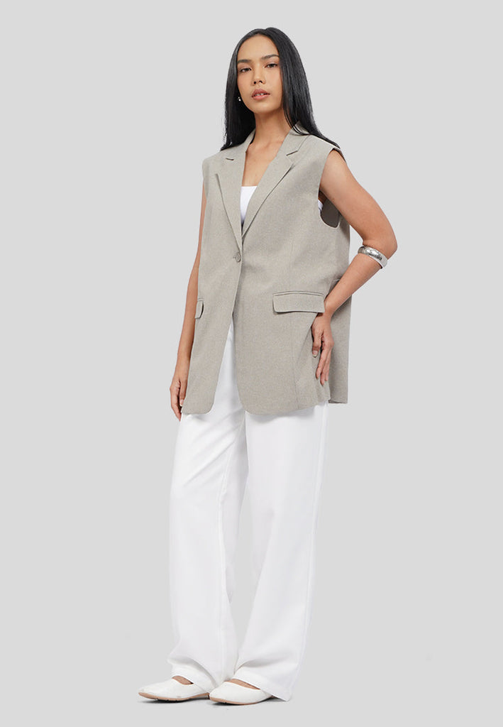Oversized Long Vest with Lapel