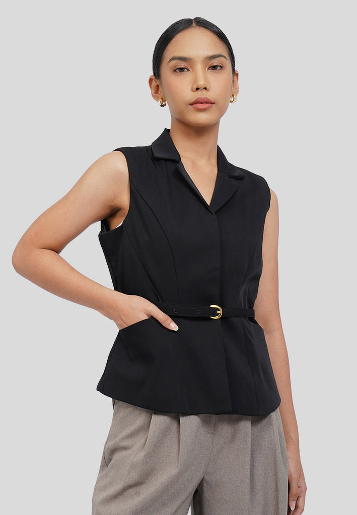 Belted Vest with Lapel