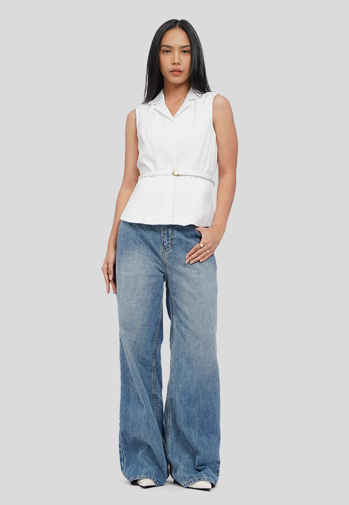 Belted Vest with Lapel