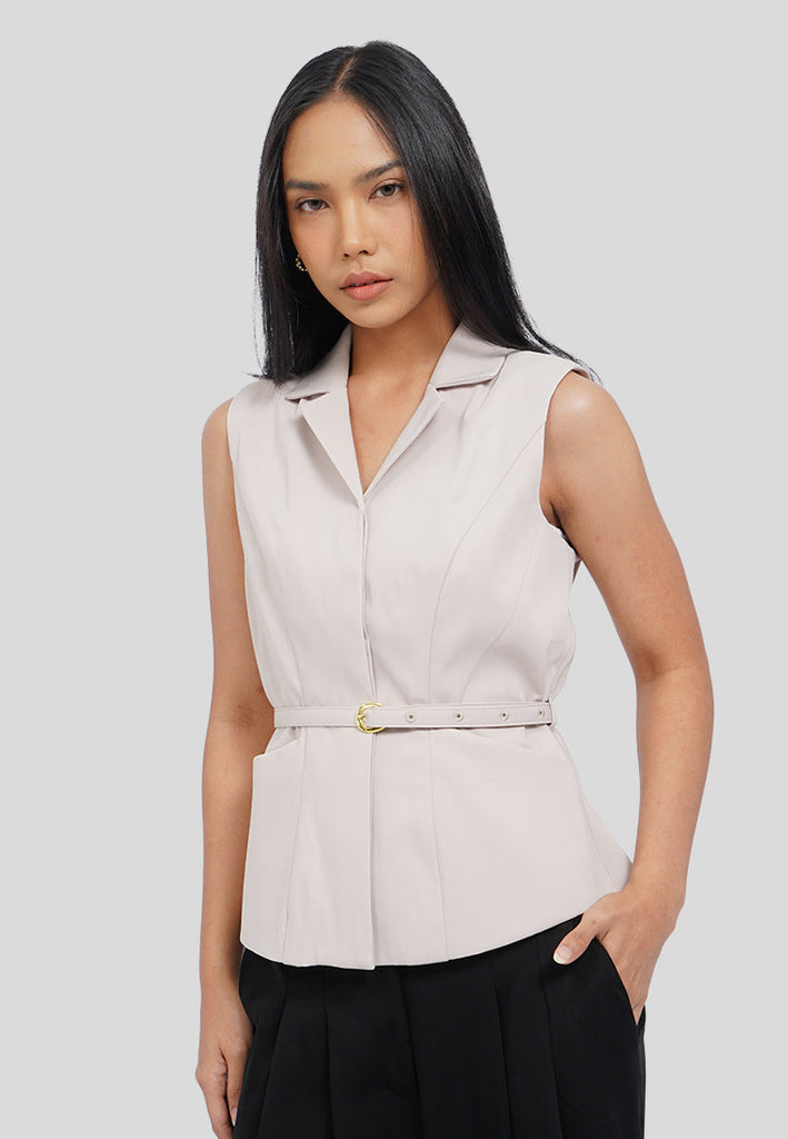 Belted Vest with Lapel