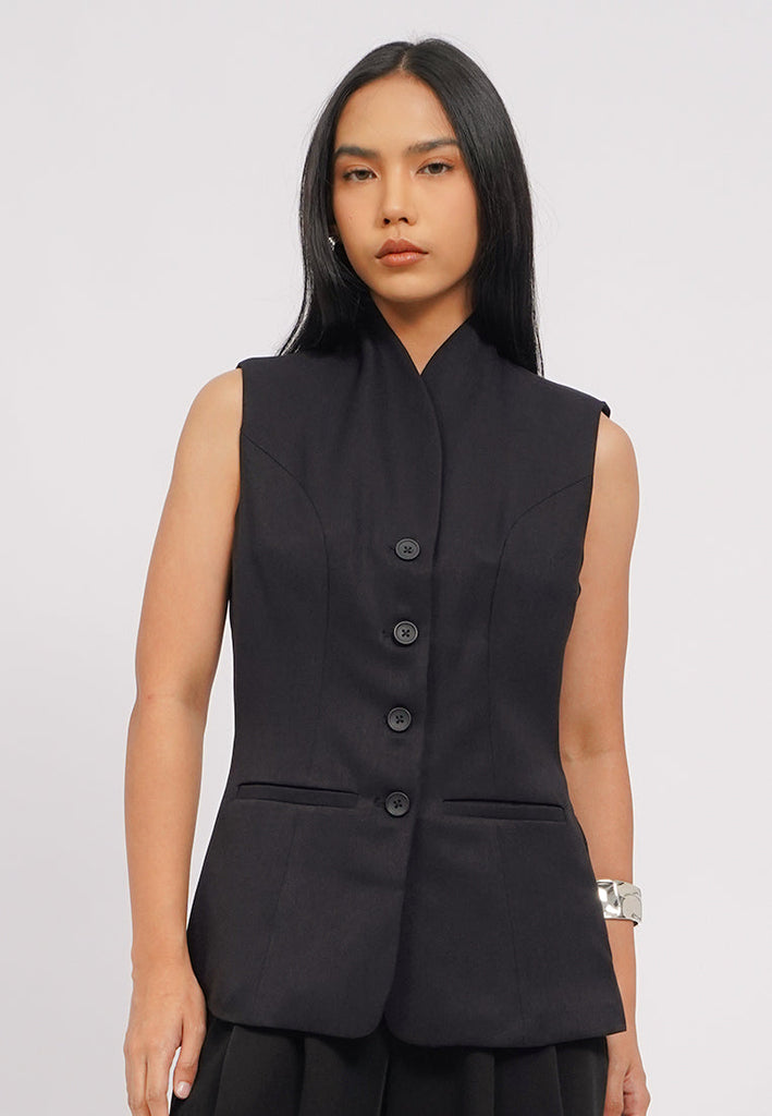 Standing Collar Slim Fit Vest