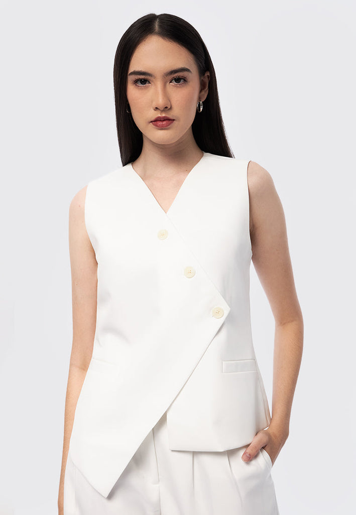 Asymmetrical Vest with Button Details