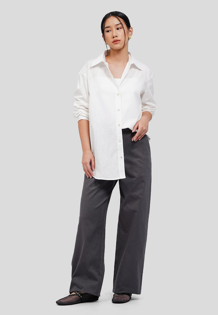 Linen-Blend Oversized Shirt