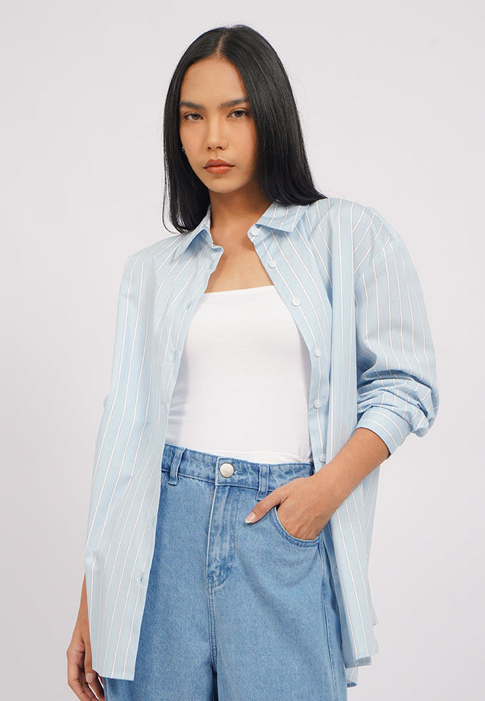 Oversized Long Sleeves Stripes Shirt