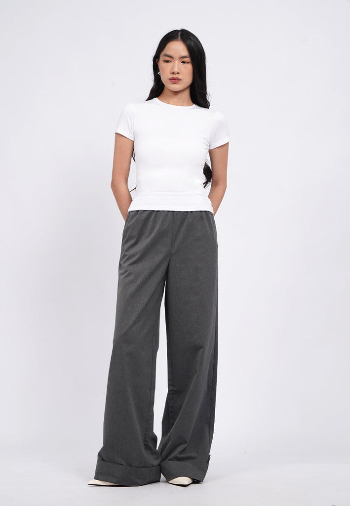 Folded Leg Elastic Trousers