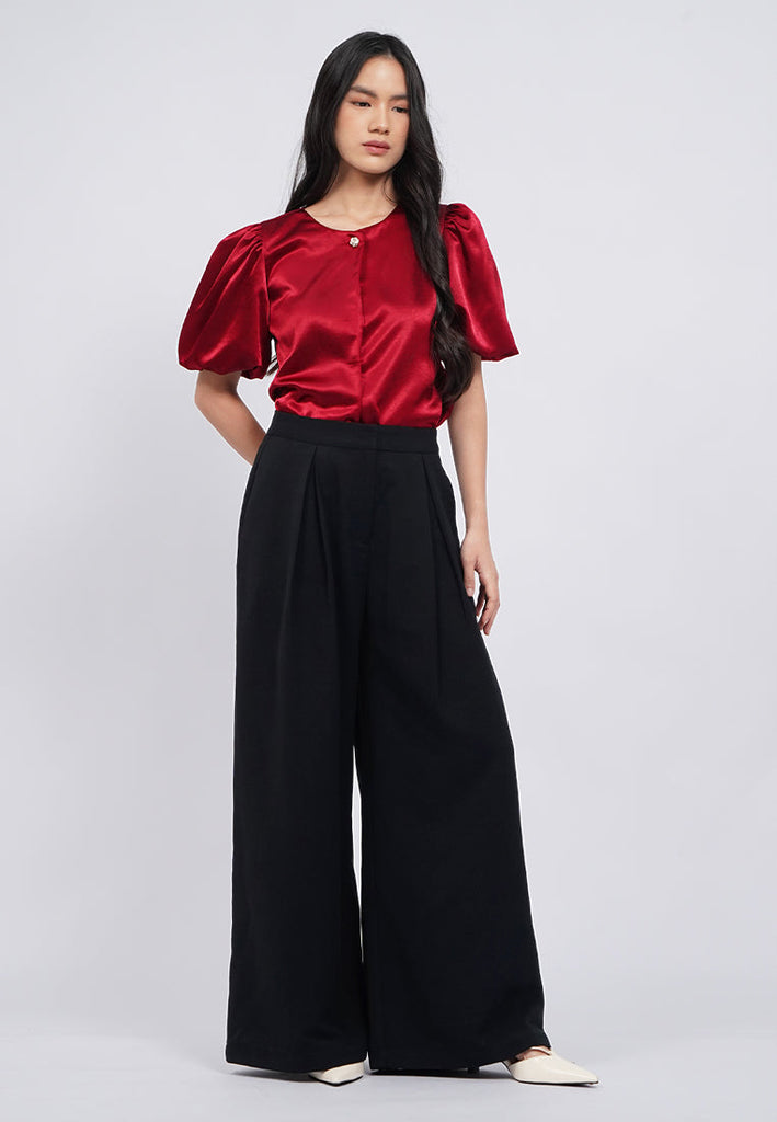 High Waist Pleated Wide Pants