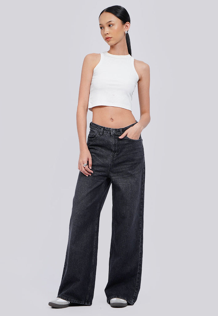 Wide Leg Jeans Dark Grey