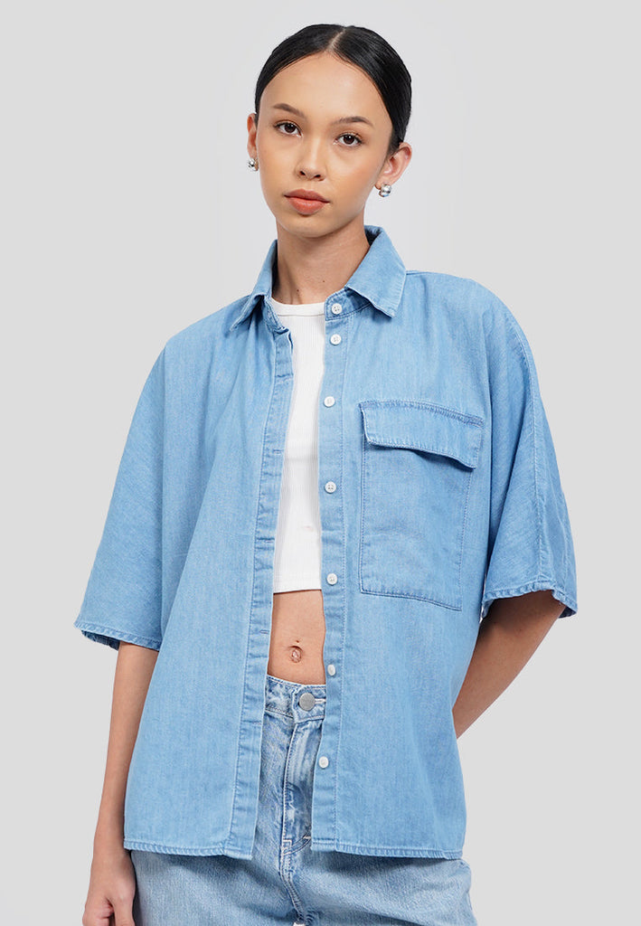 Oversized Denim Shirt Light Blue