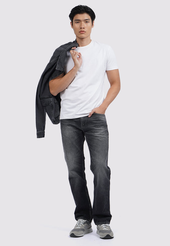 Straight Fit Denim Pants Dark Grey