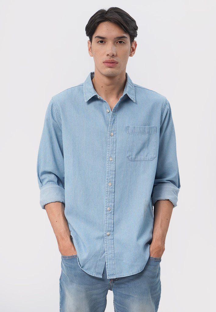 Denim Long Sleeve Stripe Shirt