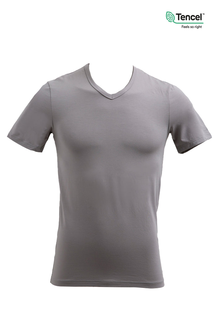 Solid Short Sleeve V Neck Undershirt (TENCEL)