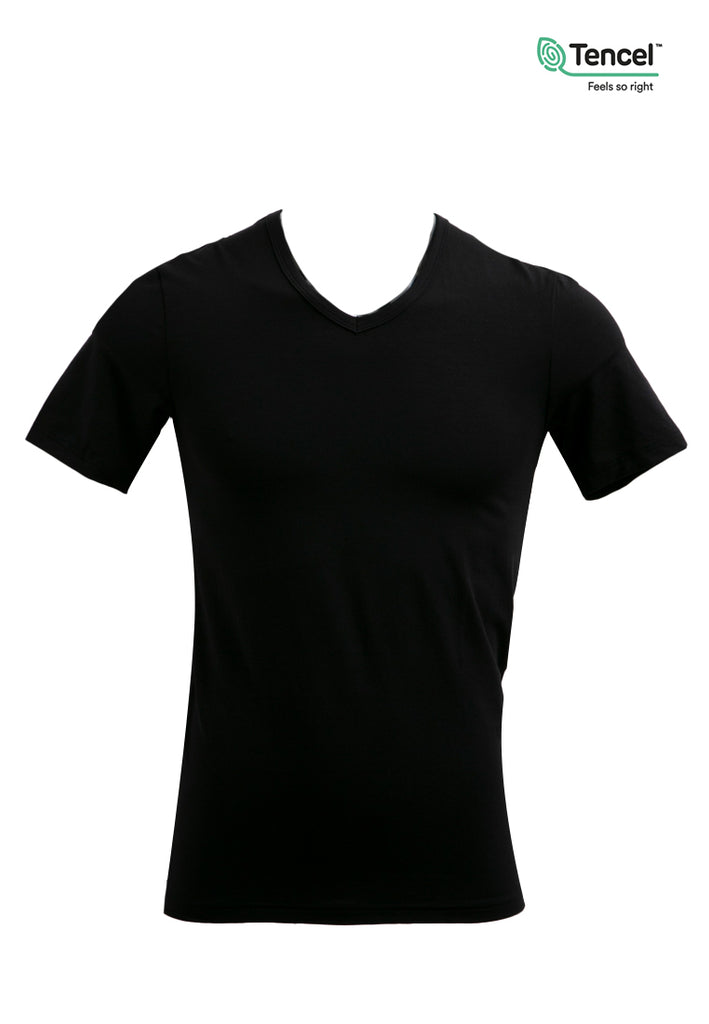 Solid Short Sleeve V Neck Undershirt (TENCEL)