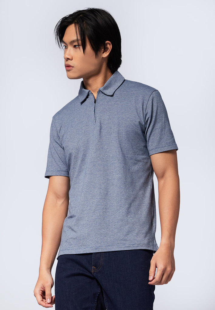 Slim Fit Polo Shirt with Zipper