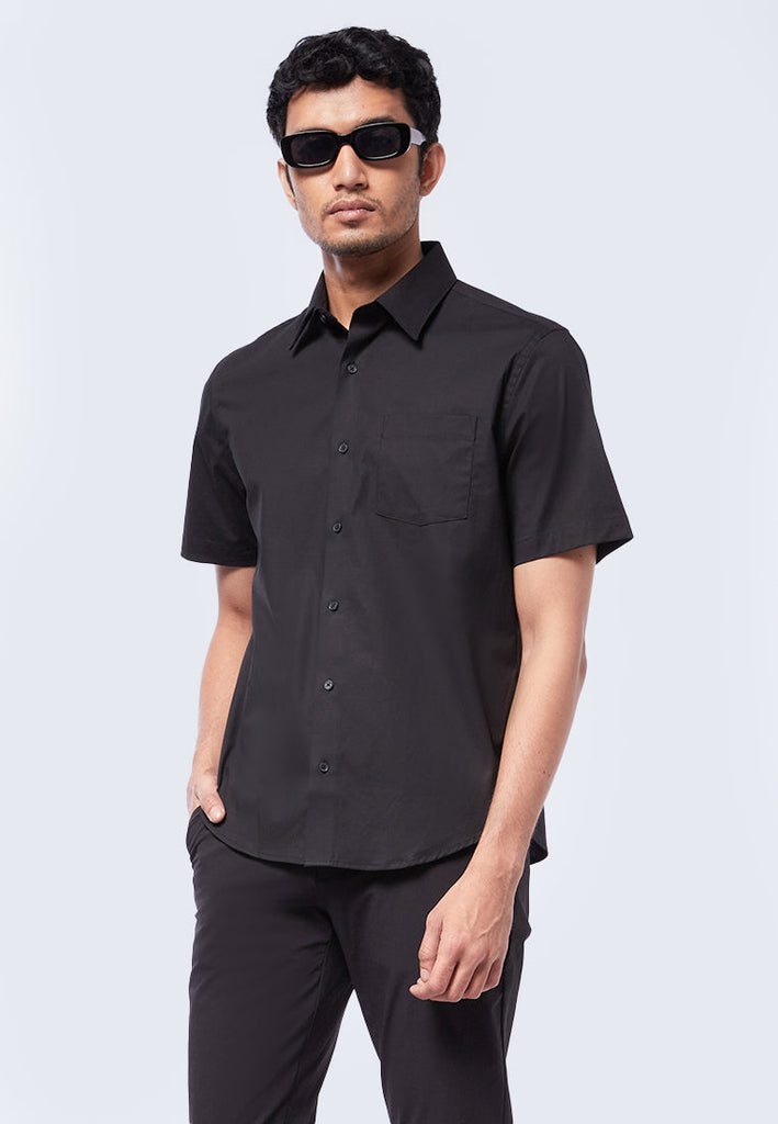 Black Regular Fit Short Sleeve Shirt
