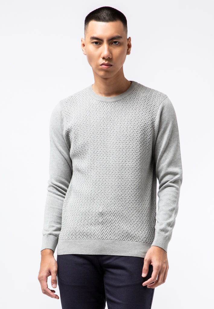 Round Neck Textured Knit Sweater