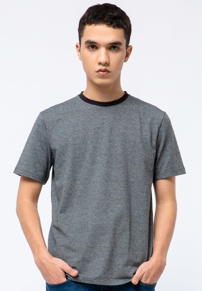 Short Sleeve T-shirt with Contrast Round Neck