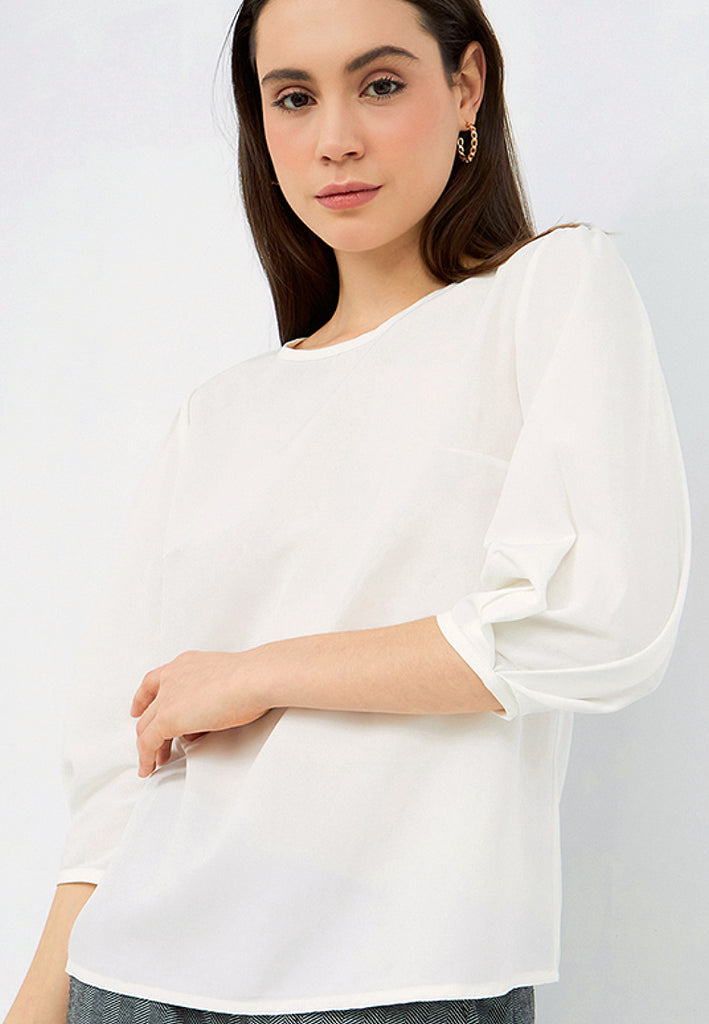3/4 Sleeve Blouse with Back Button Details