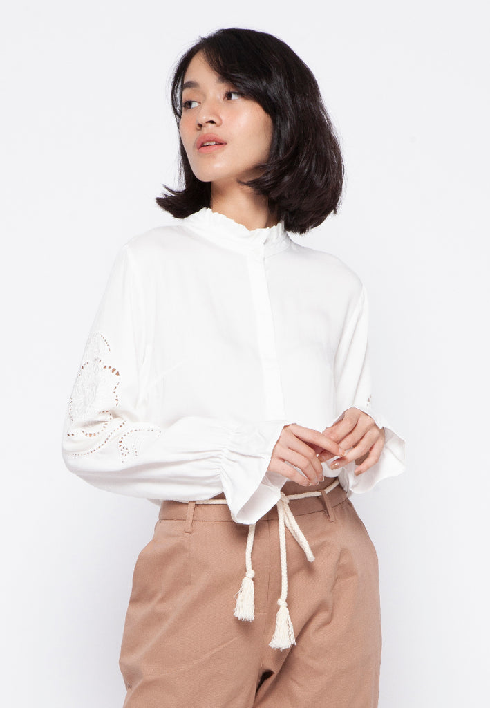 Blouse with Embroidered Sleevess