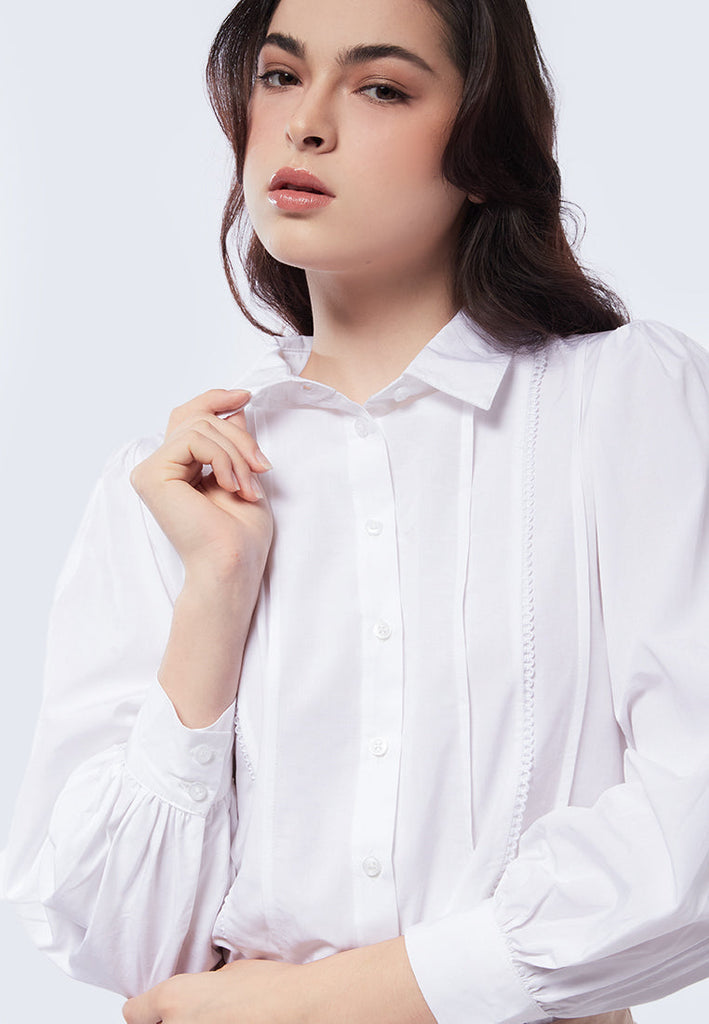 Balloon Sleeve Decorative Shirt