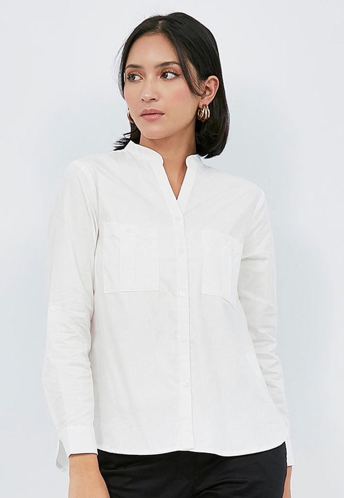 High Neck Long Sleeve Blouse