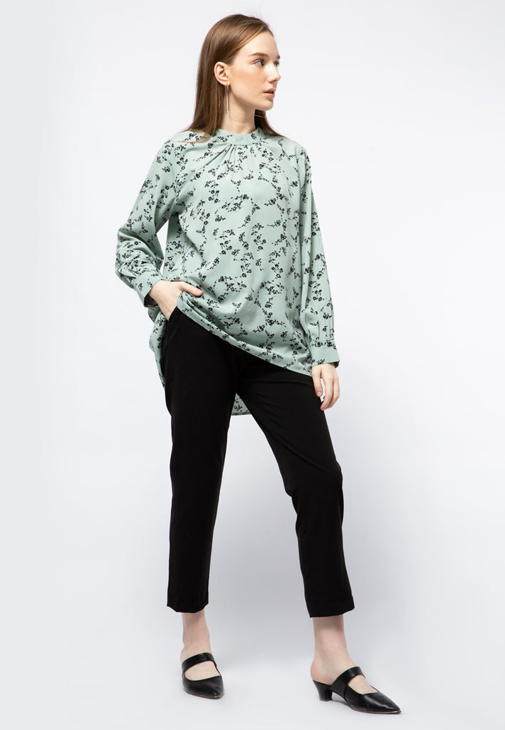 Stand Up Collar Long Sleeve Blouse