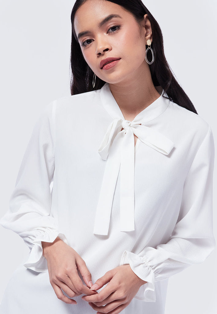 Tie Sash Neck Detail Blouse