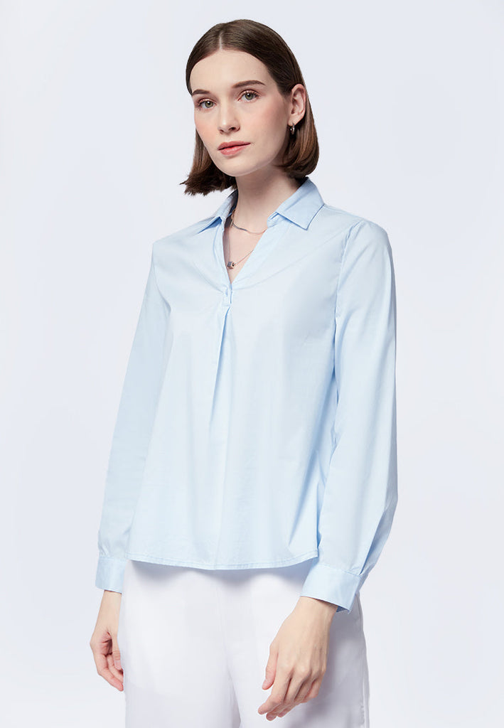 Long Sleeve Blouse with Button Slit