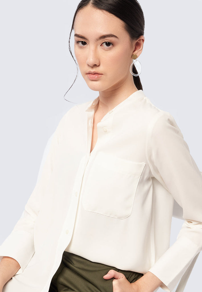 Mandarin Collar Long Sleeve Blouse