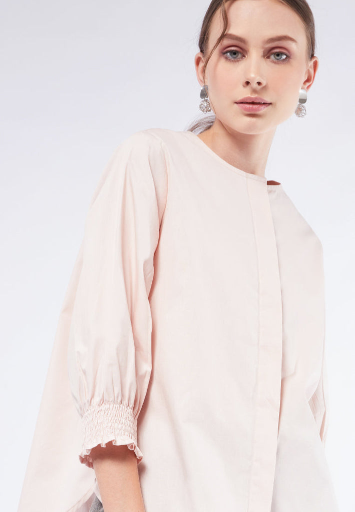Round Neck Puff Sleeve Blouse