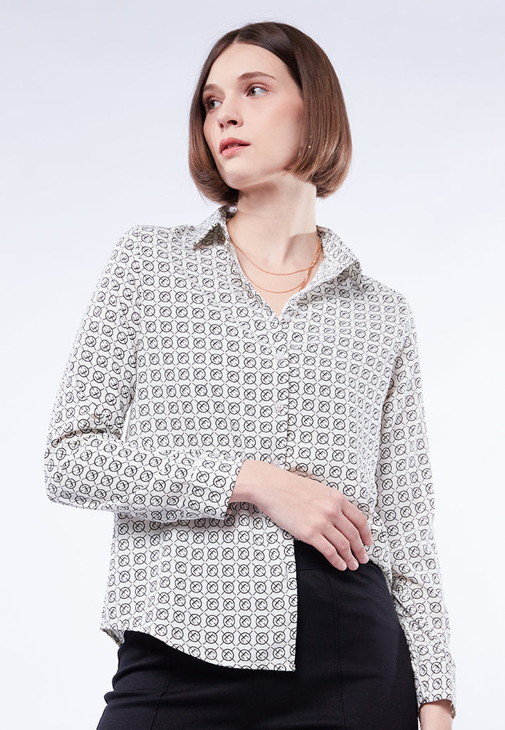 Printed Long Sleeve Blouse