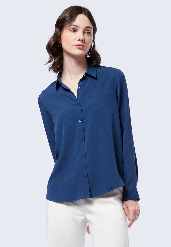 Regular Fit Crinkle Long Sleeve Shirt